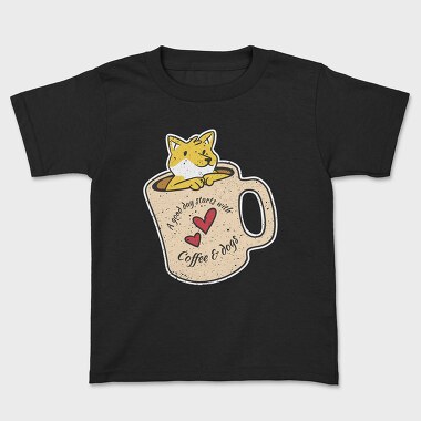 Coffee and Dogs, Kids' T-Shirt