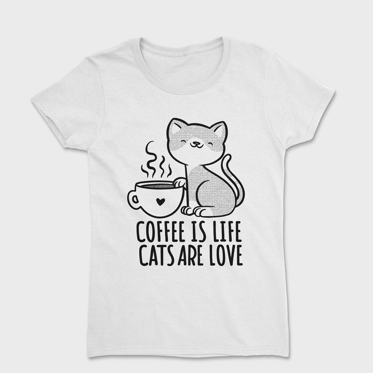 Coffee Cat Love, Дамска Тениска