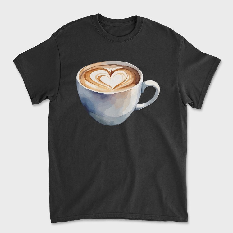 Coffee Mug Heart Watercolor, Унисекс Мъжка Тениска