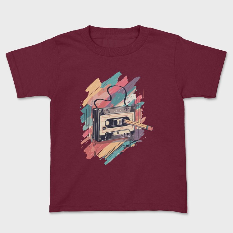 Colorful Cassette Pencil Retro, Детска Тениска