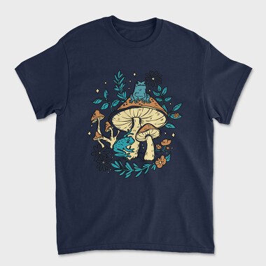 Unisex Men's T-Shirt, Cottagecore Moshrooms Frogs