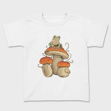Cottagecore Mushroom Frog, Kids' T-Shirt
