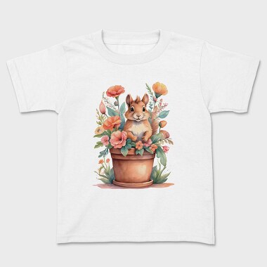 Cottagecore Watercolor Squirrel, Kids' T-Shirt