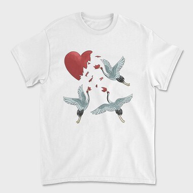 Crane Broken Heart, Unisex Men's T-Shirt