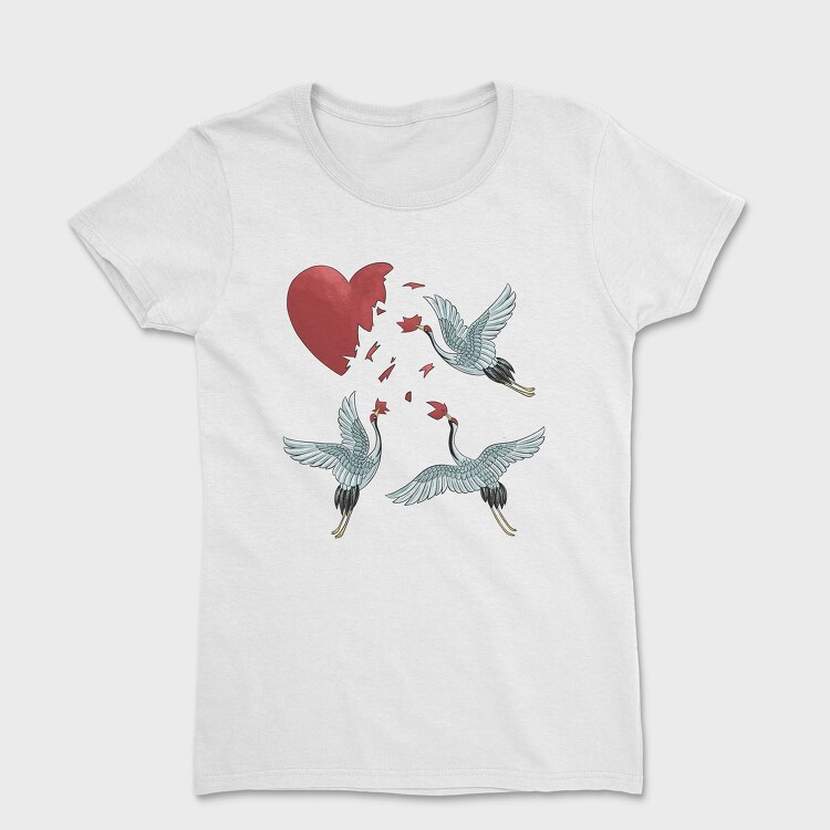 Crane Broken Heart, Women's T-Shirt