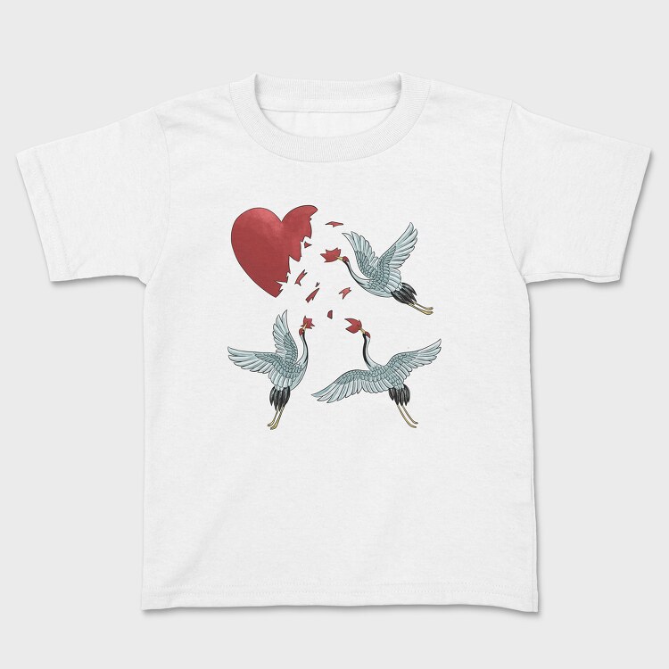 Crane Broken Heart, Kids' T-Shirt
