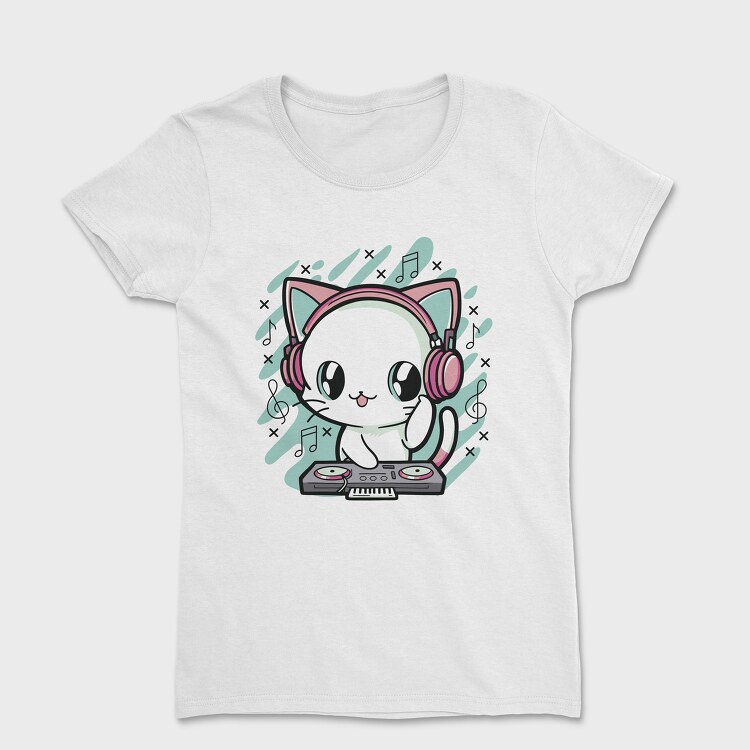 Cute Cat Dj, Women's T-Shirt