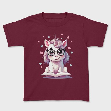 Cute Unicorn Reading, Kids' T-Shirt