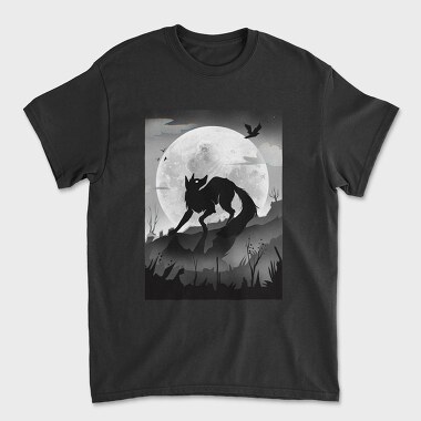 Dark Animals Wolf Silhouette, Unisex Men's T-Shirt