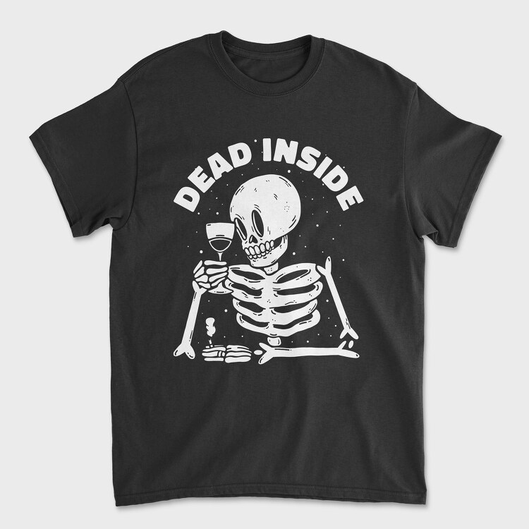 Dead Inside Skeleton Wine, Унисекс Мъжка Тениска
