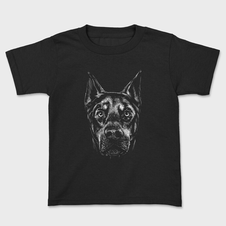 Doberman Dog Monochrome, Детска Тениска