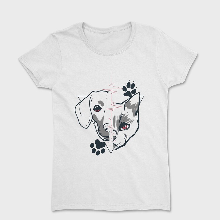 Dog and Cat Heartbeat, Women's T-Shirt
