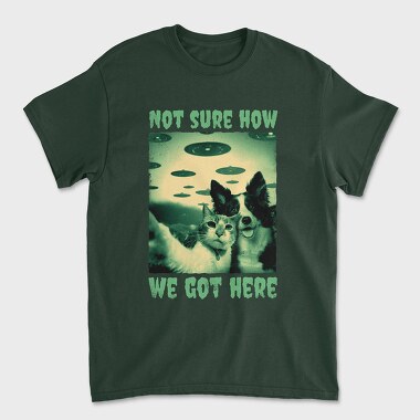 Dog and Cat Ufo, Unisex Men's T-Shirt