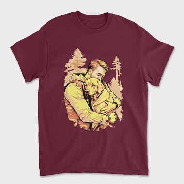 Унисекс Мъжка Тениска, Dog and Man Hug