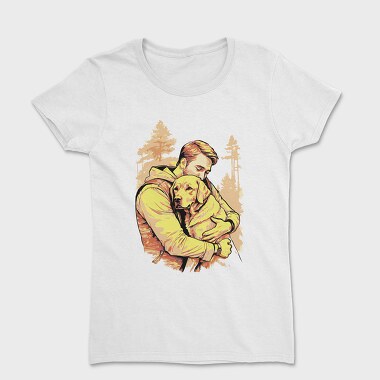Dog and Man Hug, Women's T-Shirt
