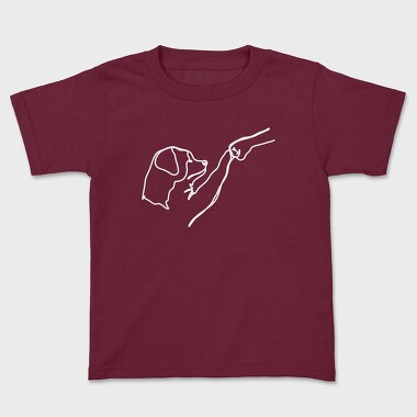 Dog and Man Lineart, Kids' T-Shirt