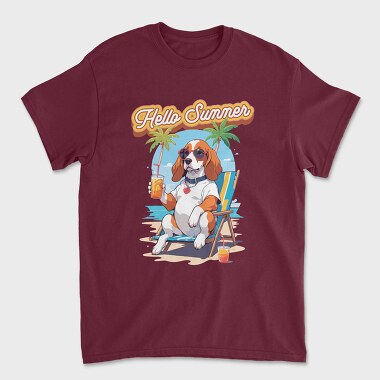 Dog Beach Hello Summer, Unisex Men's T-Shirt