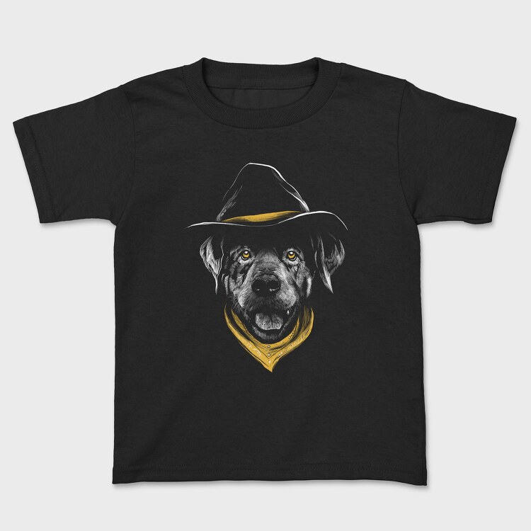 Dog Cowboy Realistic Color, Kids' T-Shirt