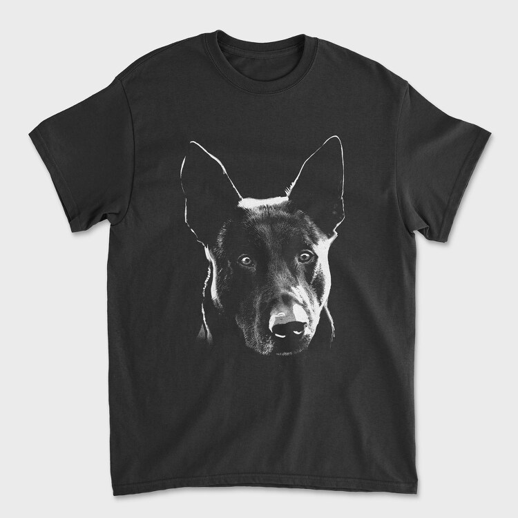 Dog Hollandse Herdershond Monochrome, Унисекс Мъжка Тениска