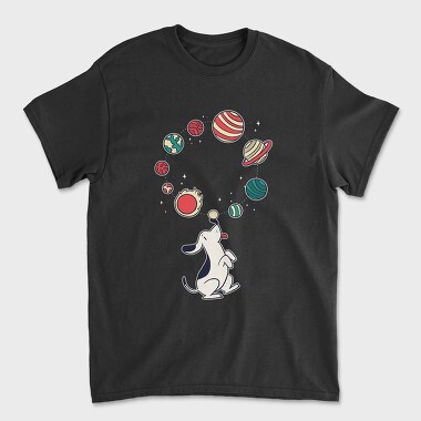 Унисекс Мъжка Тениска, Dog Juggling Planets