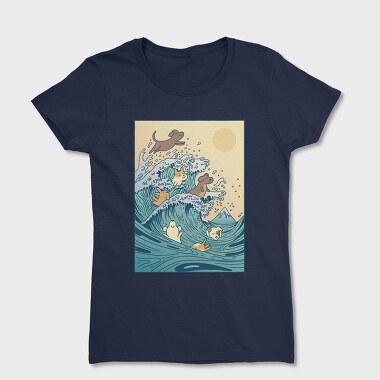 Women's T-Shirt, Dogs Big Wave