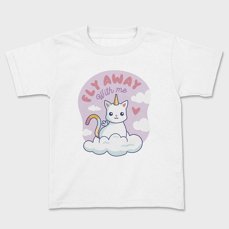 Fly Away With Me Unicorn Cat, Kids' T-Shirt