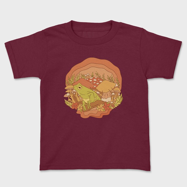 Frog and Mushrooms Vintage, Детска Тениска