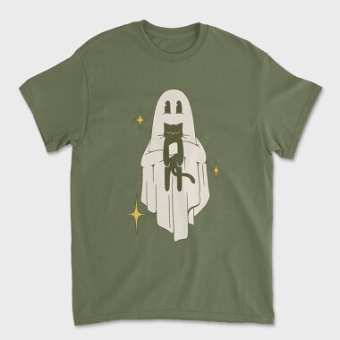 Ghost With Cat, Унисекс Мъжка Тениска