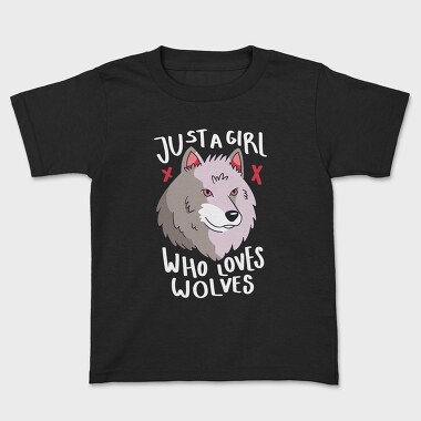Girl Who Loves Wolves, Kids' T-Shirt
