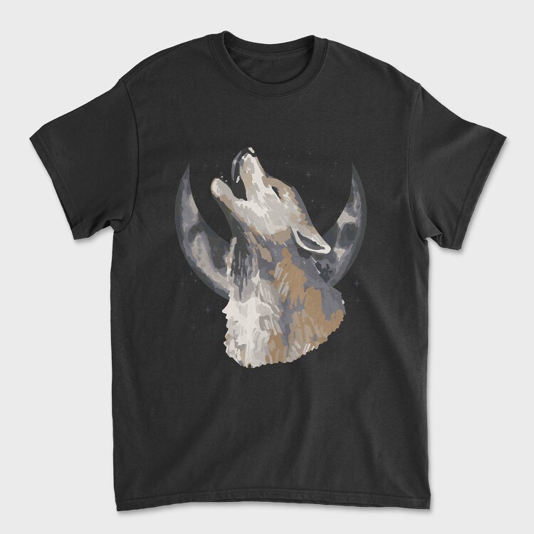 Halloween Howling Wolf, Унисекс Мъжка Тениска