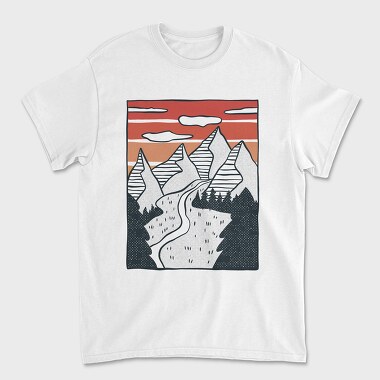 Унисекс Мъжка Тениска, Hand Drawn Valley
