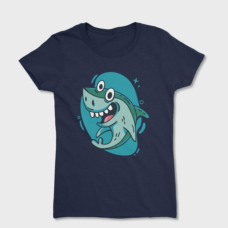 Happy Shark Cartoon, Дамска Тениска
