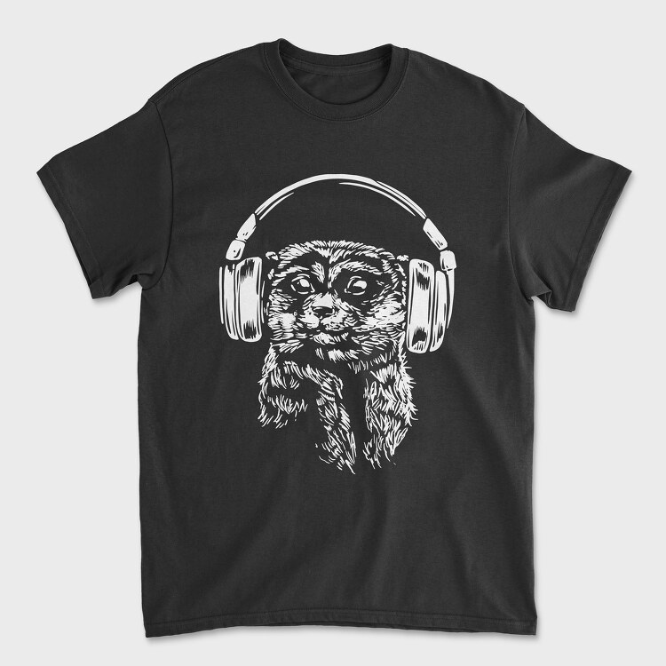 Headphones Meerkat, Унисекс Мъжка Тениска
