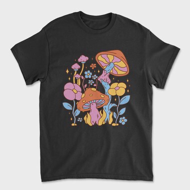 Unisex Men's T-Shirt, Hippie Flower Mushroom