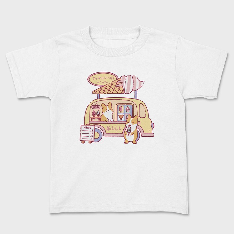 Ice Cream Food Truck Corgis, Kids' T-Shirt