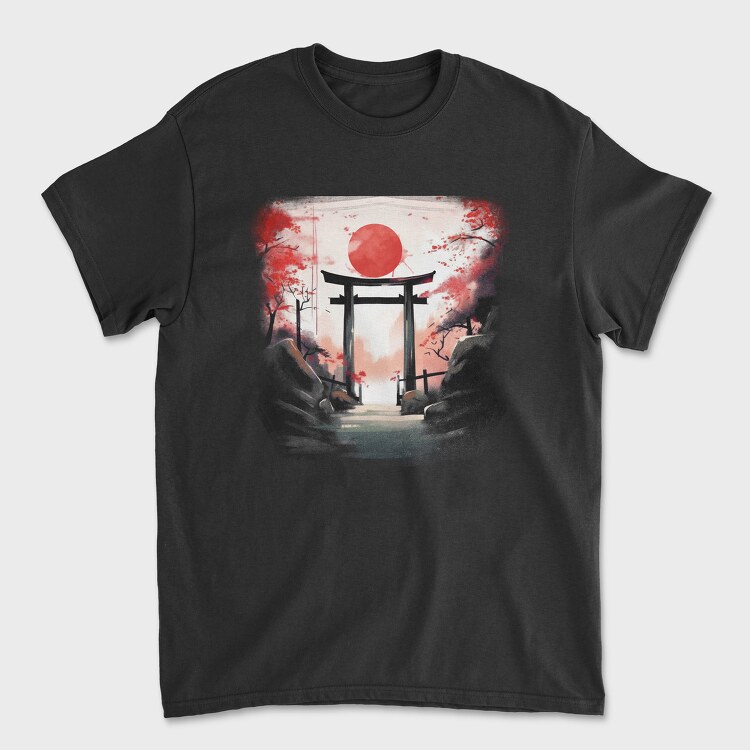 Japanese Gate Moon, Unisex Men's T-Shirt