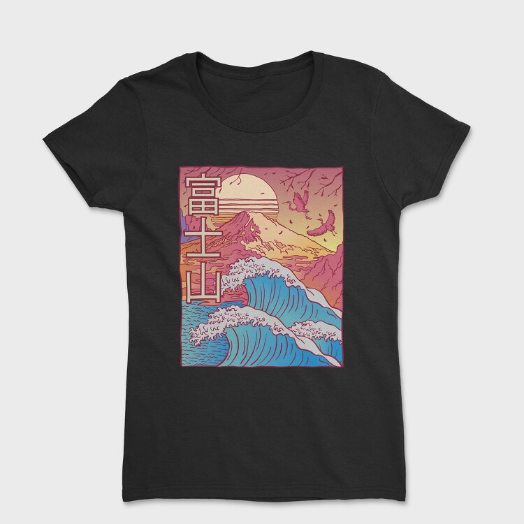 Japanese Vaporwave Big Wave, Дамска Тениска