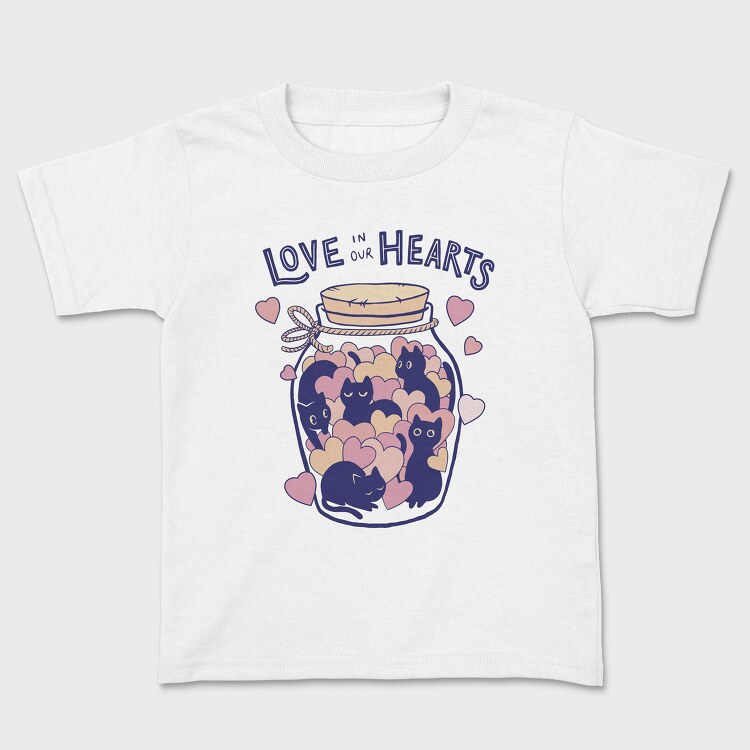 Love in Our Hearts Cats Jar, Kids' T-Shirt