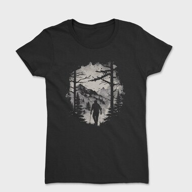 Man Hiking Forest, Women's T-Shirt