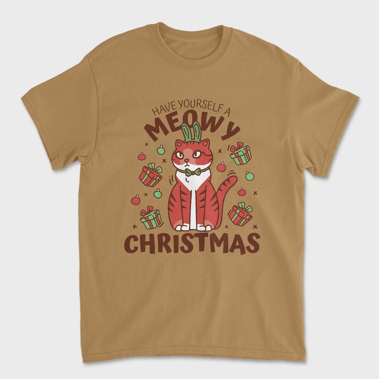Meowy Christmas, Unisex Men's T-Shirt