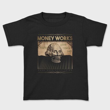 Money Works Bill Skull, Kids' T-Shirt