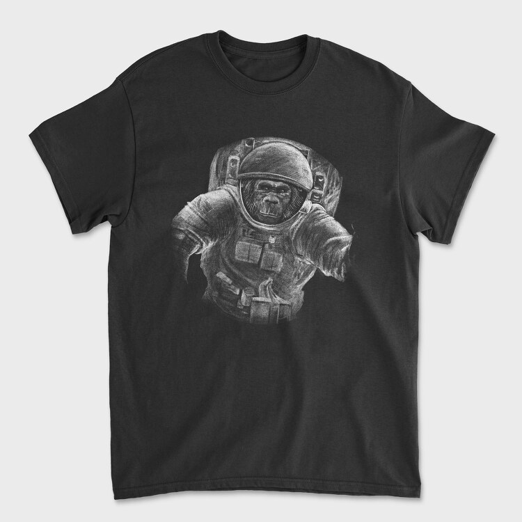 Monkey Astronaut Monochrome, Unisex Men's T-Shirt