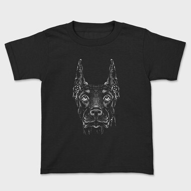 Monochrome Doberman, Kids' T-Shirt