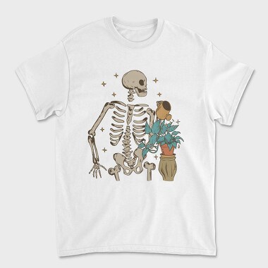 Skeleton Watering the Plant, Unisex Men's T-Shirt
