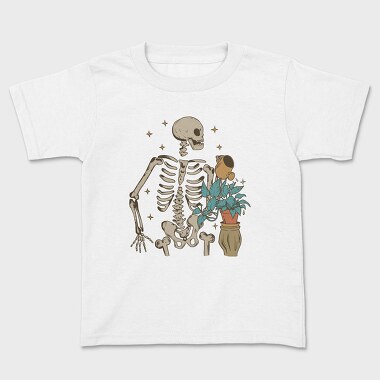 Skeleton Watering the Plant, Kids' T-Shirt