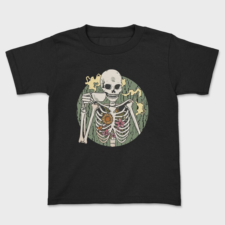 Skeleton With Coffee, Kids' T-Shirt