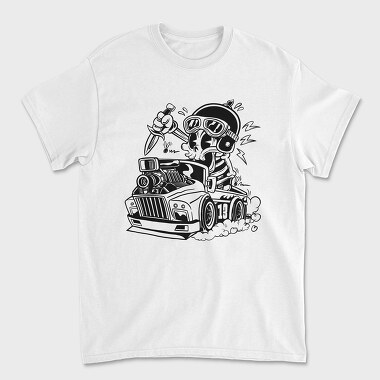 Skull Car Cartoon, Unisex Men's T-Shirt