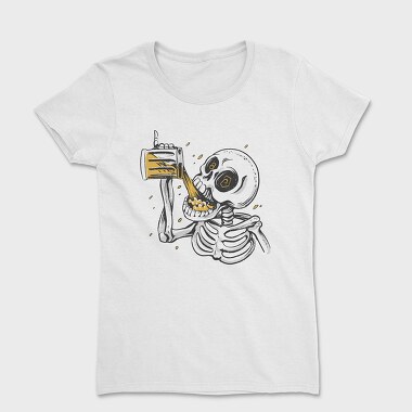 Skull Drinking Beer, Women's T-Shirt