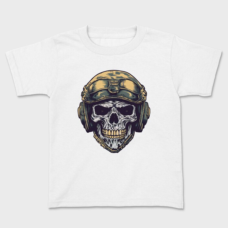Skull Military Helmet, Kids' T-Shirt