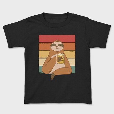 Sloth Drinking Beer, Kids' T-Shirt